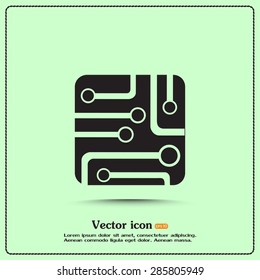 Circuit board, technology icon, vector illustration.