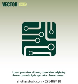 Circuit board, technology icon, vector illustration.