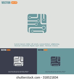 Circuit board, technology icon, vector illustration.