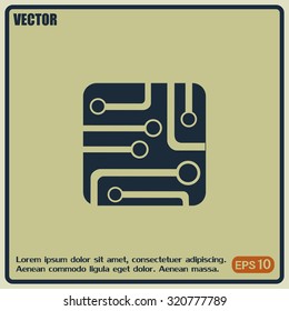 Circuit board, technology icon, vector illustration.