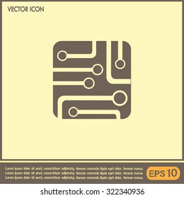 Circuit board, technology icon, vector illustration.
