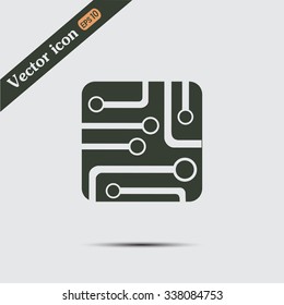 Circuit board, technology icon, vector illustration.