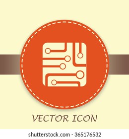 Circuit board, technology icon, vector illustration.