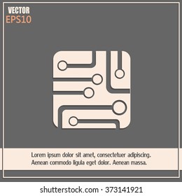 Circuit board, technology icon, vector illustration.