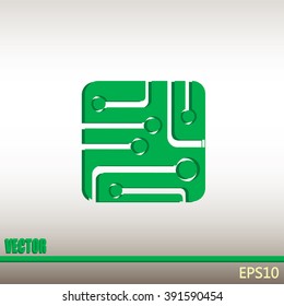 Circuit board, technology icon, vector illustration.