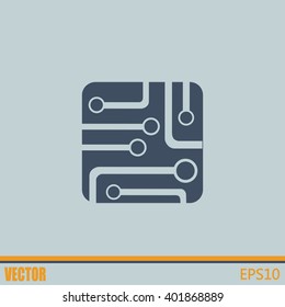 Circuit board, technology icon, vector illustration.