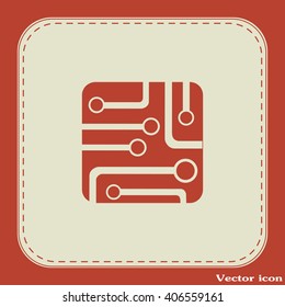 Circuit board, technology icon, vector illustration.
