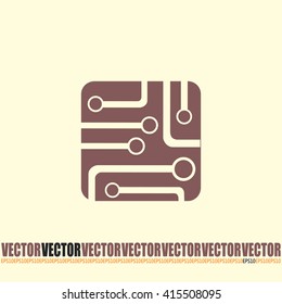 Circuit board, technology icon, vector illustration.