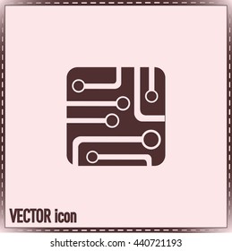 Circuit board, technology icon, vector illustration.