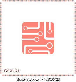 Circuit board, technology icon, vector illustration.