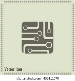 Circuit board, technology icon, vector illustration.