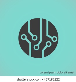 Circuit board, technology icon, vector illustration