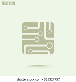 Circuit board, technology icon, vector illustration.