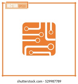 Circuit board, technology icon, vector illustration.