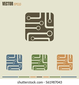 Circuit board, technology icon, vector illustration.