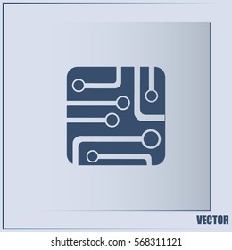 Circuit board, technology icon, vector illustration.