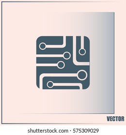 Circuit board, technology icon, vector illustration.