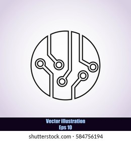 Circuit board, technology icon, vector illustration