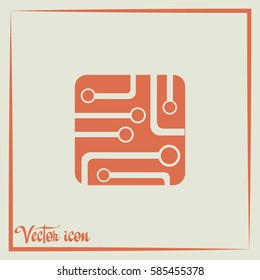 Circuit board, technology icon, vector illustration.