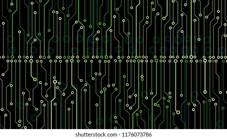 Circuit Board Technology Information Frame Pattern Concept Vector Background. Abstract PCB Trace Modern Color Design Illustration.
