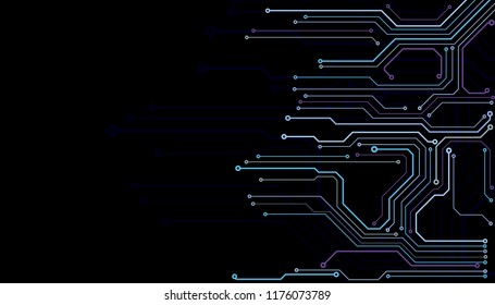 Circuit Board Technology Information Frame Pattern Concept Vector Background. Abstract PCB Trace Modern Color Design Illustration.