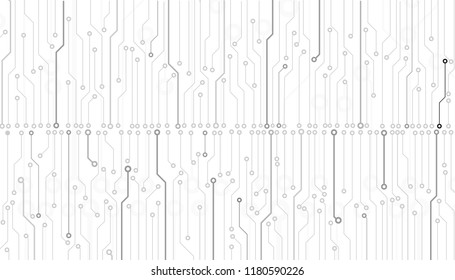 Circuit Board Technology Information Pattern Concept Vector Background. Abstract Grayscale PCB Trace Infographic Design Illustration.