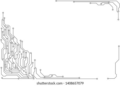 Circuit Board Technology Information Pattern Concept Vector Background. Grayscale Color Abstract PCB Trace Data Infographic Design Illustration.