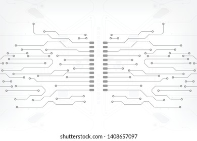 Circuit Board Technology Information Pattern Concept Vector Background. Grayscale Color Abstract PCB Trace Data Infographic Design Illustration.