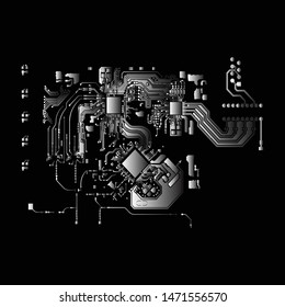 Circuit Board Technology Information Pattern Concept Vector Background. Modern Color Abstract PCB Trace Data Infographic Design Illustration.