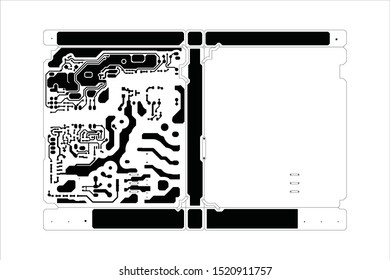 Circuit Board Technology Information Pattern Concept Vector Background. black Colour Abstract PCB Trace Data Infographic Design Illustration.