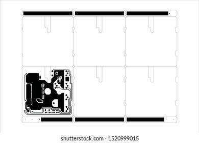 Circuit Board Technology Information Pattern Concept Vector Background. black Colour Abstract PCB Trace Data Infographic Design Illustration.