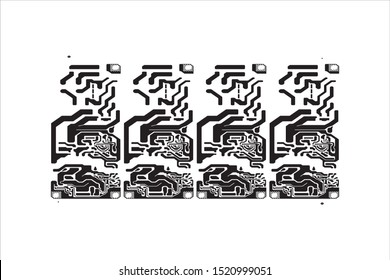 Circuit Board Technology Information Pattern Concept Vector Background. black Colour Abstract PCB Trace Data Infographic Design Illustration.