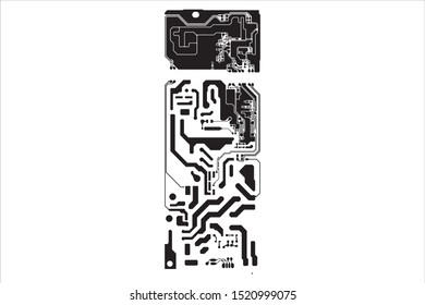 Circuit Board Technology Information Pattern Concept Vector Background. black Colour Abstract PCB Trace Data Infographic Design Illustration.