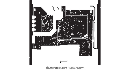 Circuit Board Technology Information Pattern Concept Vector Background. black Colour Abstract PCB Trace Data Infographic Design Illustration.