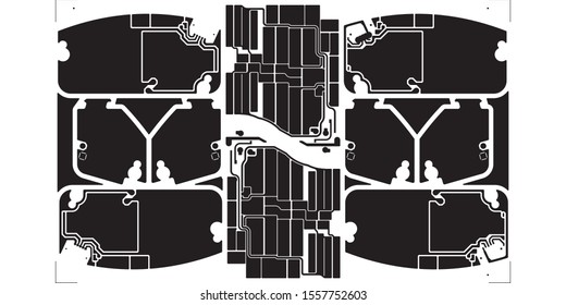 Circuit Board Technology Information Pattern Concept Vector Background. black Colour Abstract PCB Trace Data Infographic Design Illustration.