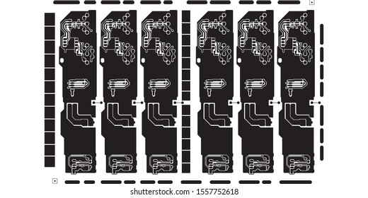 Circuit Board Technology Information Pattern Concept Vector Background. black Colour Abstract PCB Trace Data Infographic Design Illustration.