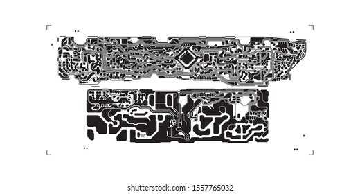 Circuit Board Technology Information Pattern Concept Vector Background. black Colour Abstract PCB Trace Data Infographic Design Illustration.