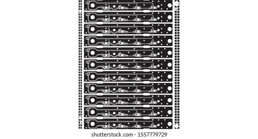Circuit Board Technology Information Pattern Concept Vector Background. black Colour Abstract PCB Trace Data Infographic Design Illustration.