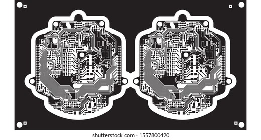 Circuit Board Technology Information Pattern Concept Vector Background. black Colour Abstract PCB Trace Data Infographic Design Illustration.