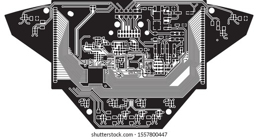 Circuit Board Technology Information Pattern Concept Vector Background. black Colour Abstract PCB Trace Data Infographic Design Illustration.