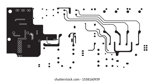 Circuit Board Technology Information Pattern Concept Vector Background. black Colour Abstract PCB Trace Data Infographic Design Illustration.