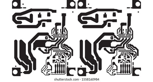 Circuit Board Technology Information Pattern Concept Vector Background. black Colour Abstract PCB Trace Data Infographic Design Illustration.