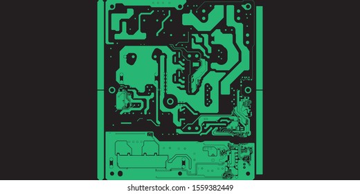 Circuit Board Technology Information Pattern Concept Vector Background. green Colour Abstract PCB Trace Data Infographic Design Illustration.