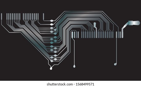 Circuit Board Technology Information Pattern Concept Vector Background. Modern Color Abstract PCB Trace Data Infographic Design Illustration.