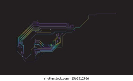 Circuit Board Technology Information Pattern Concept Vector Background. Modern Color Abstract PCB Trace Data Infographic Design Illustration.