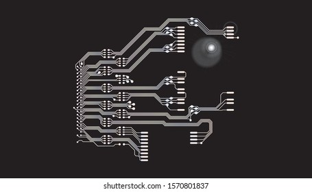 Circuit Board Technology Information Pattern Concept Vector Background. Modern Color Abstract PCB Trace Data Infographic Design Illustration.