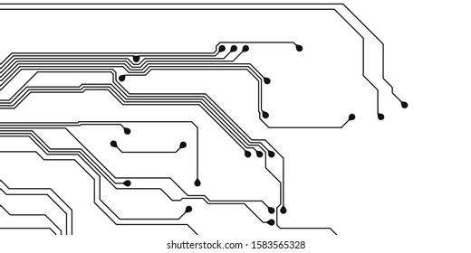 Circuit Board Technology Information Pattern Concept Vector Background. black Color Abstract PCB Trace Data Infographic Design Illustration.