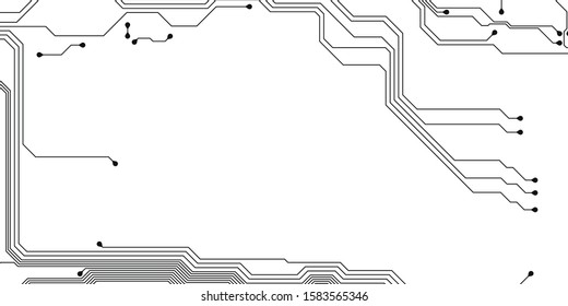 Circuit Board Technology Information Pattern Concept Vector Background. black Color Abstract PCB Trace Data Infographic Design Illustration.