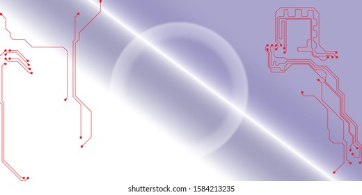 Circuit Board Technology Information Pattern Concept Vector Background. Red Color Abstract PCB Trace Data Infographic Design Illustration.