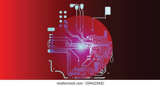 Circuit Board Technology Information Pattern Concept Vector Background. Modern Color Abstract PCB Trace Data Infographic Design Illustration.
